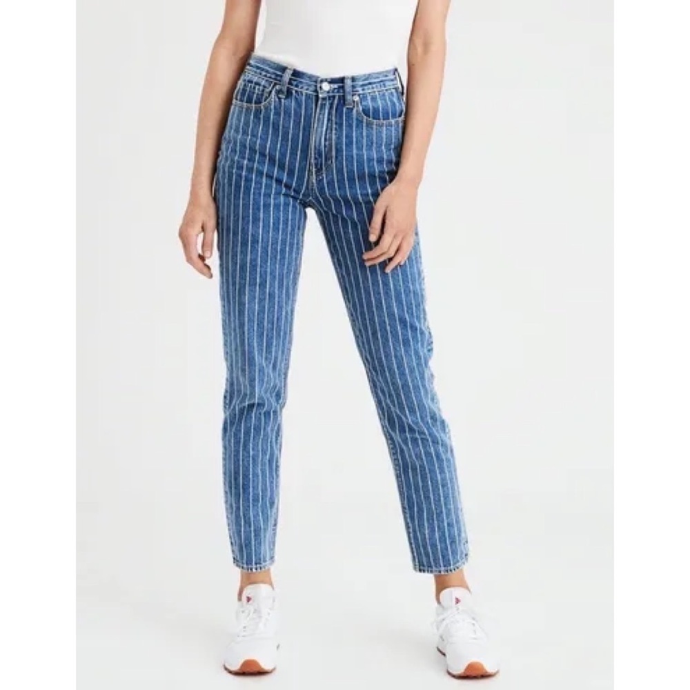 American Eagle Striped Mom Jean